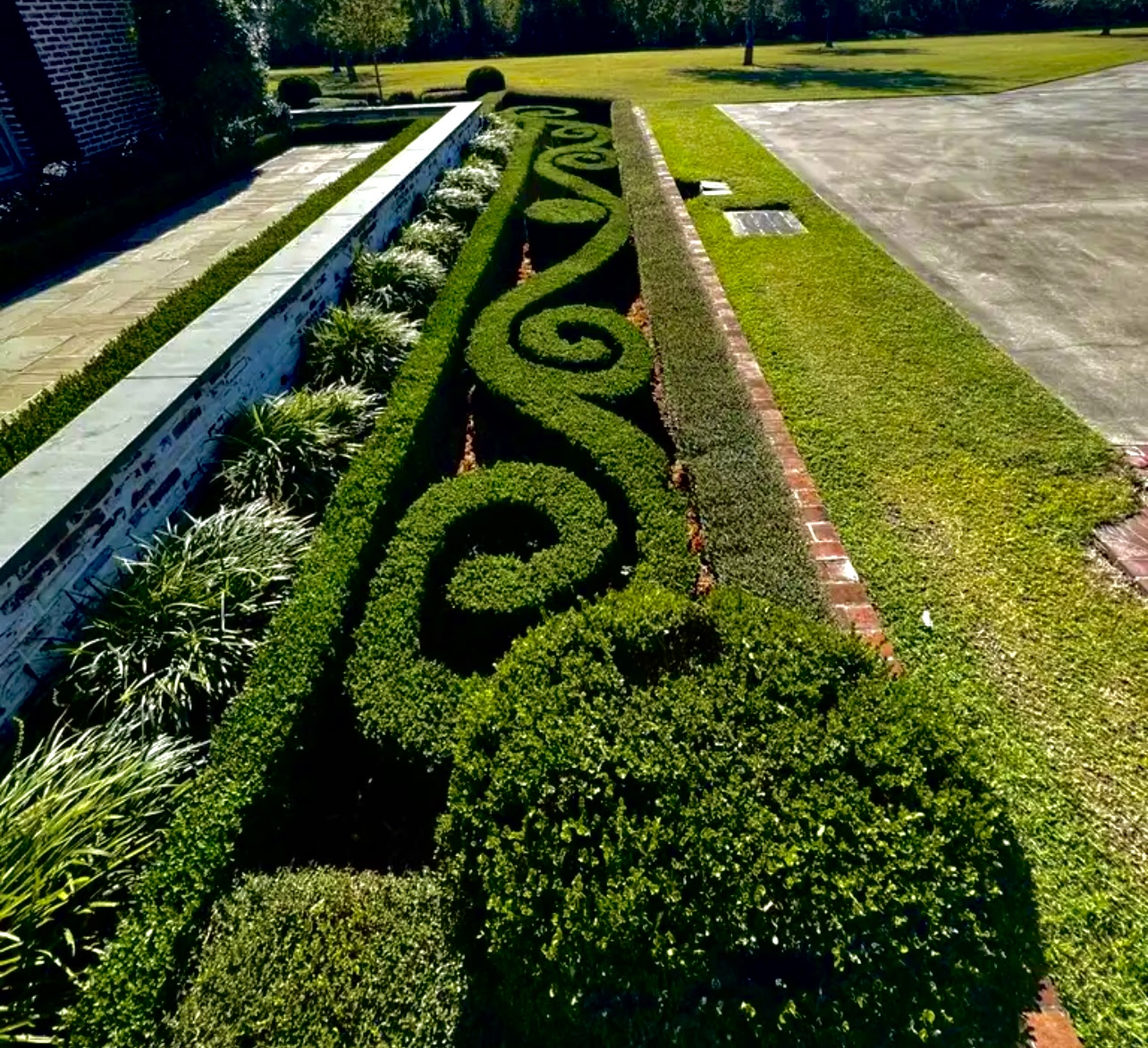 Detailed swirl hedge and bed